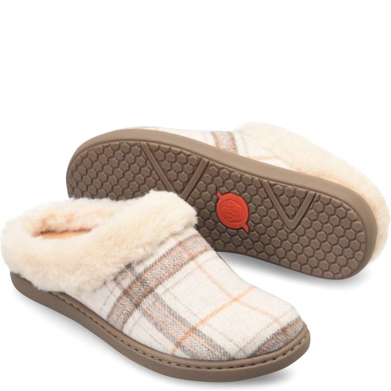 Born Women's Ali Slip-Ons & Lace-Ups - Winter White Plaid Wool (