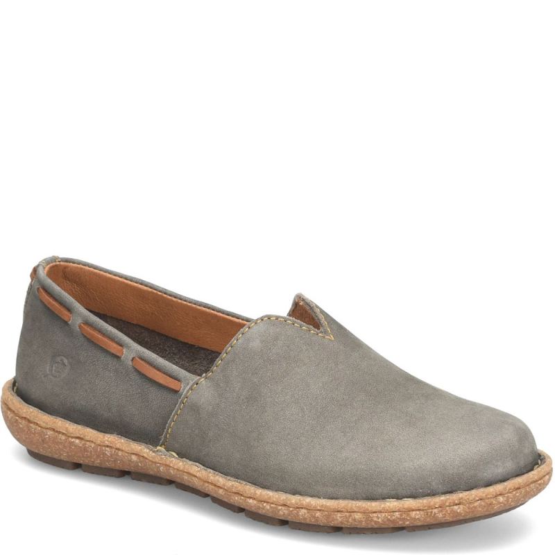 Born Women's Naya Slip-Ons & Lace-Ups - Grey Nubuck (Grey)