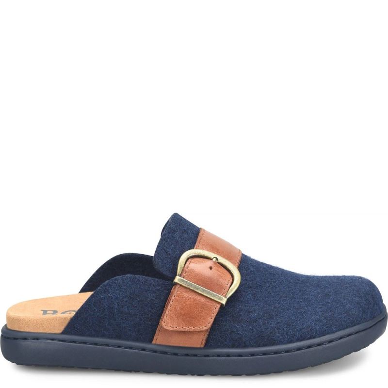 Born Women's Lia Clogs - Navy Felt Combo (Blue)