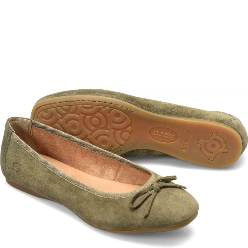 Born Women's Brin Flats - Army Suede (Green)