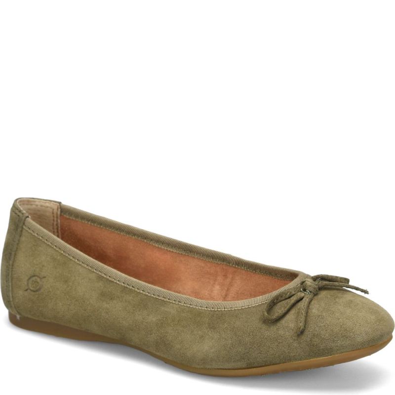 Born Women's Brin Flats - Army Suede (Green)