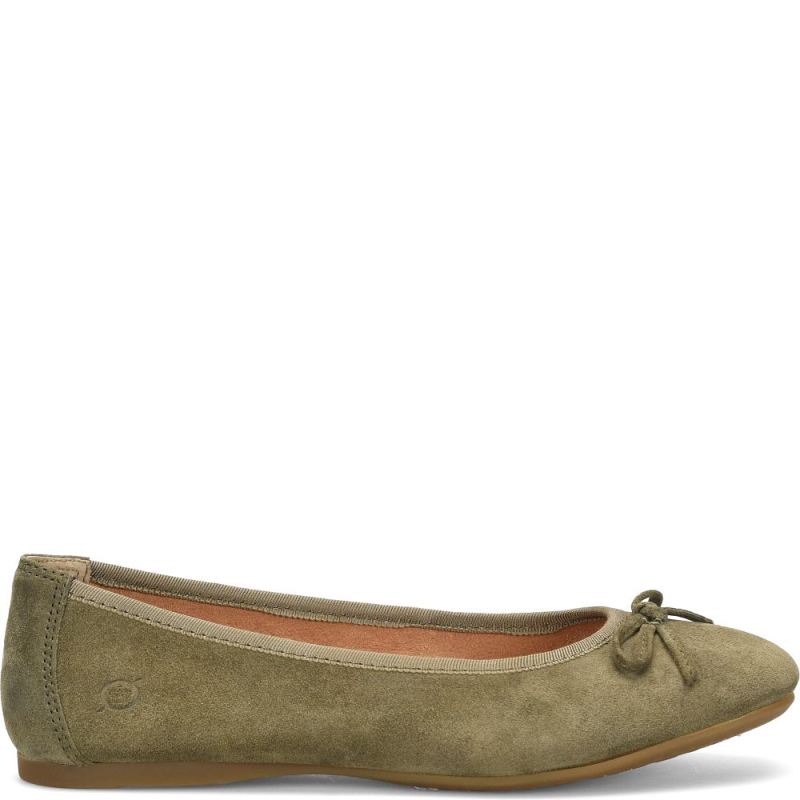 Born Women's Brin Flats - Army Suede (Green)