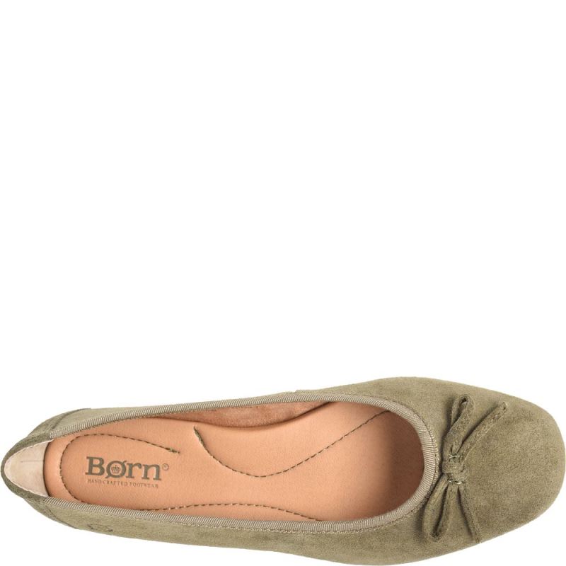 Born Women's Brin Flats - Army Suede (Green)