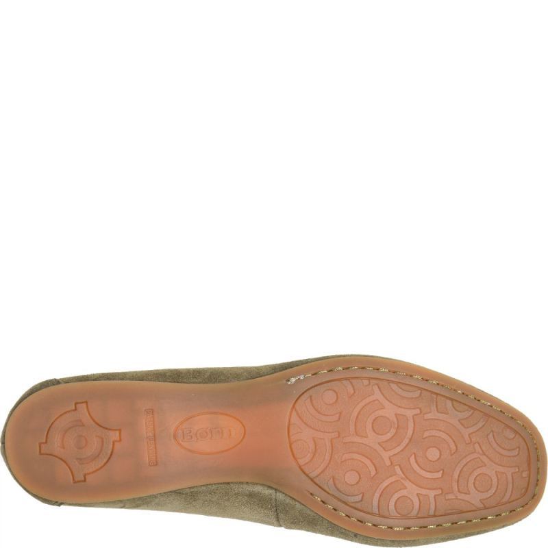 Born Women's Brin Flats - Army Suede (Green)