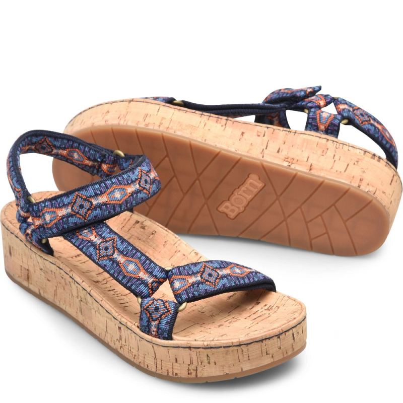 Born Women's Sirena Sandals - Navy Fabric (Multicolor)