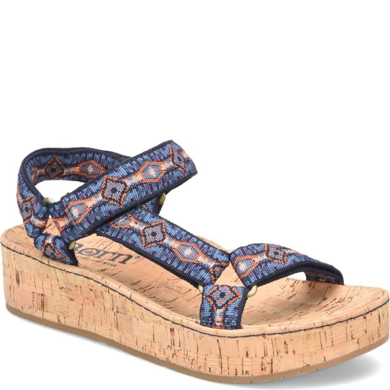 Born Women's Sirena Sandals - Navy Fabric (Multicolor)