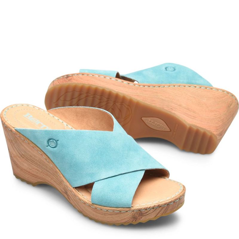 Born Women's Nora Sandals - Turquoise Turchese Suede (Green)