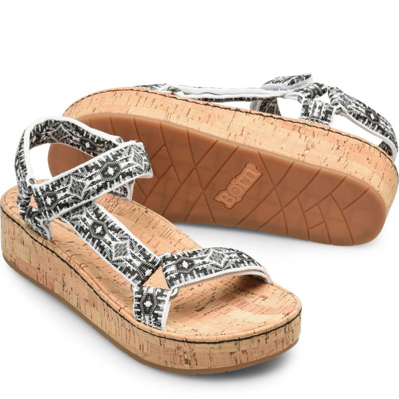 Born Women's Sirena Sandals - Black Fabric (Multicolor)