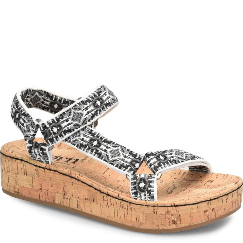 Born Women's Sirena Sandals - Black Fabric (Multicolor)