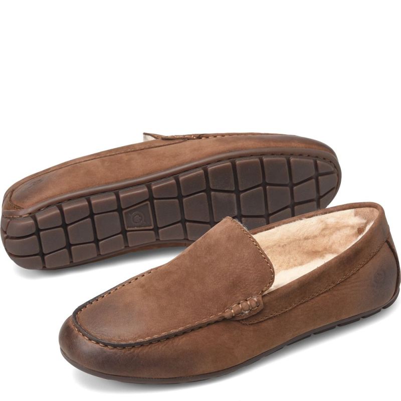 Born Men's Allan Shearling Slippers - Carafe Nubuck (Brown)