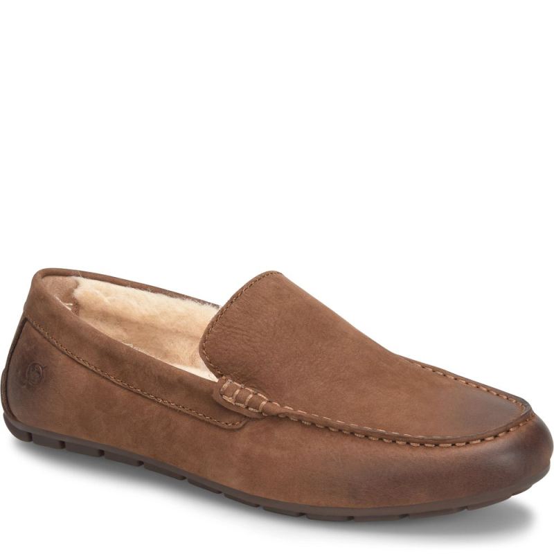 Born Men's Allan Shearling Slippers - Carafe Nubuck (Brown)