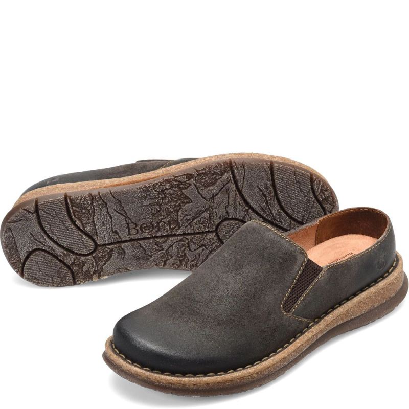 Born Men's Bryson Clog Slip-Ons & Lace-Ups - Dark Concrete Distr