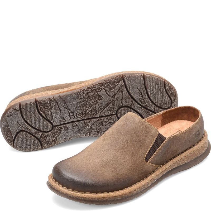 Born Men's Bryson Clog Slip-Ons & Lace-Ups - Taupe Avola distres