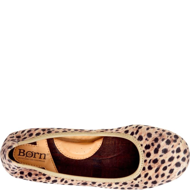 Born Women's Julianne Flats - Black Natural Leopard (Animal Prin