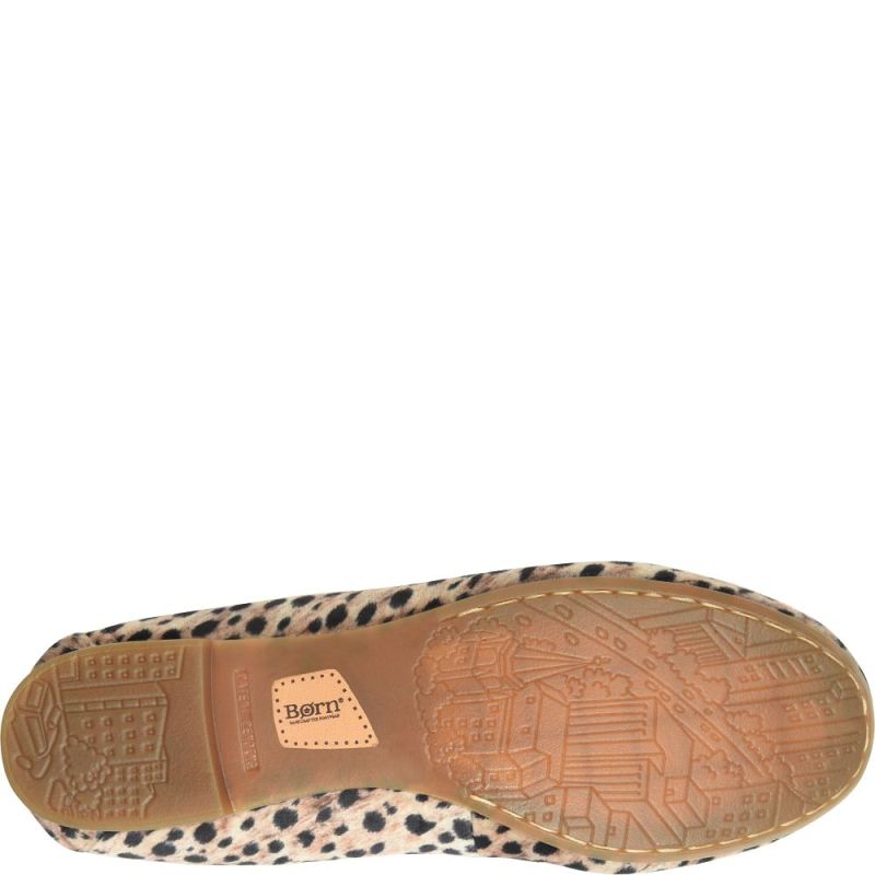 Born Women's Julianne Flats - Black Natural Leopard (Animal Prin