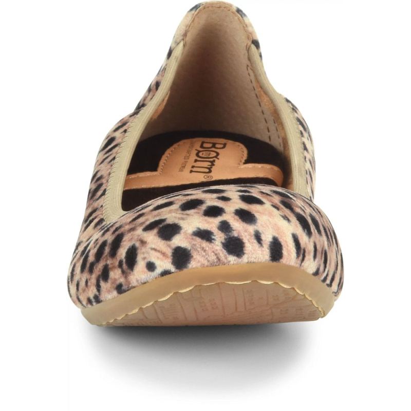 Born Women's Julianne Flats - Black Natural Leopard (Animal Prin