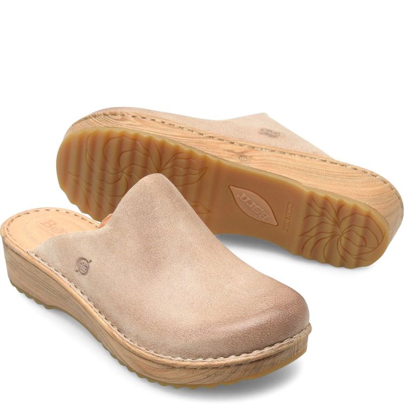 Born Women's Andy Clogs - Cream Visone Distressed (Tan)