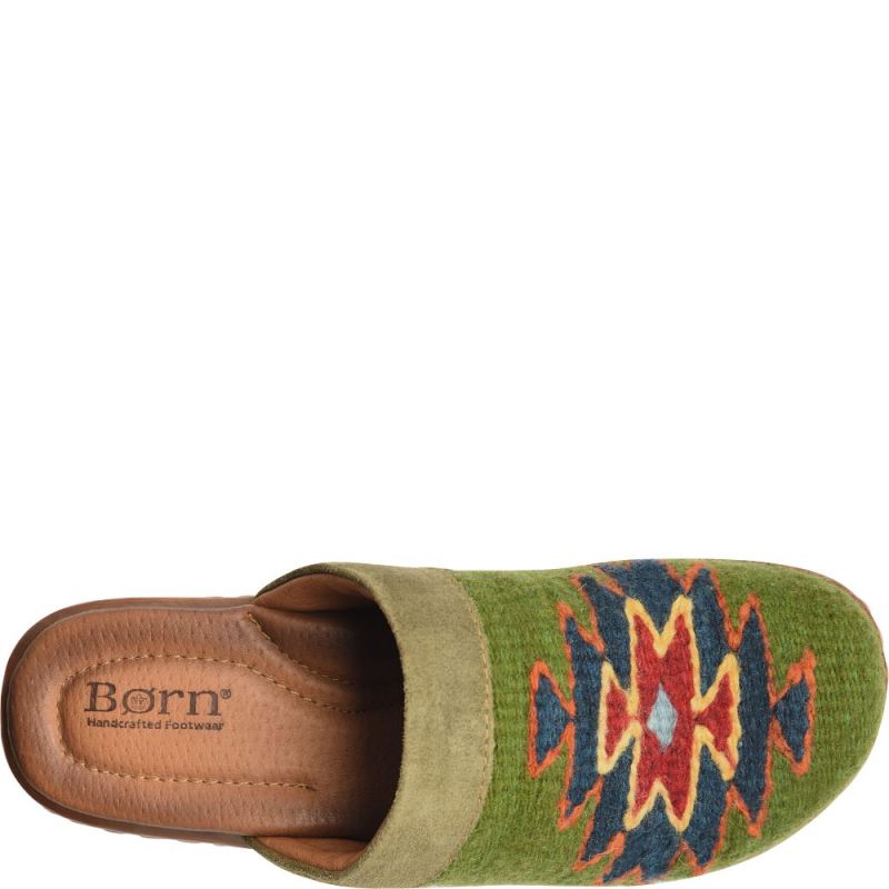 Born Women's Bandy Blanket Clogs - Green Blanket Combo (Green)