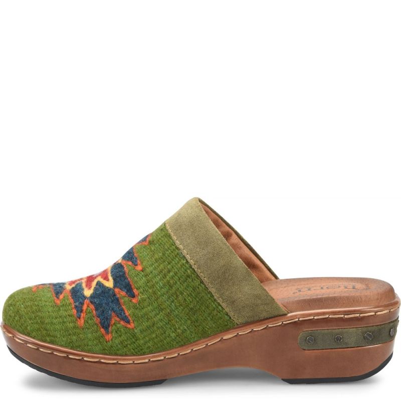 Born Women's Bandy Blanket Clogs - Green Blanket Combo (Green)