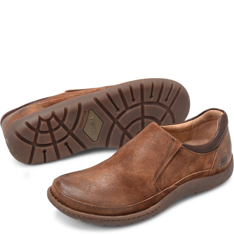 Born Men's Nigel Slip On Slip-Ons & Lace-Ups - Rust Distressed C