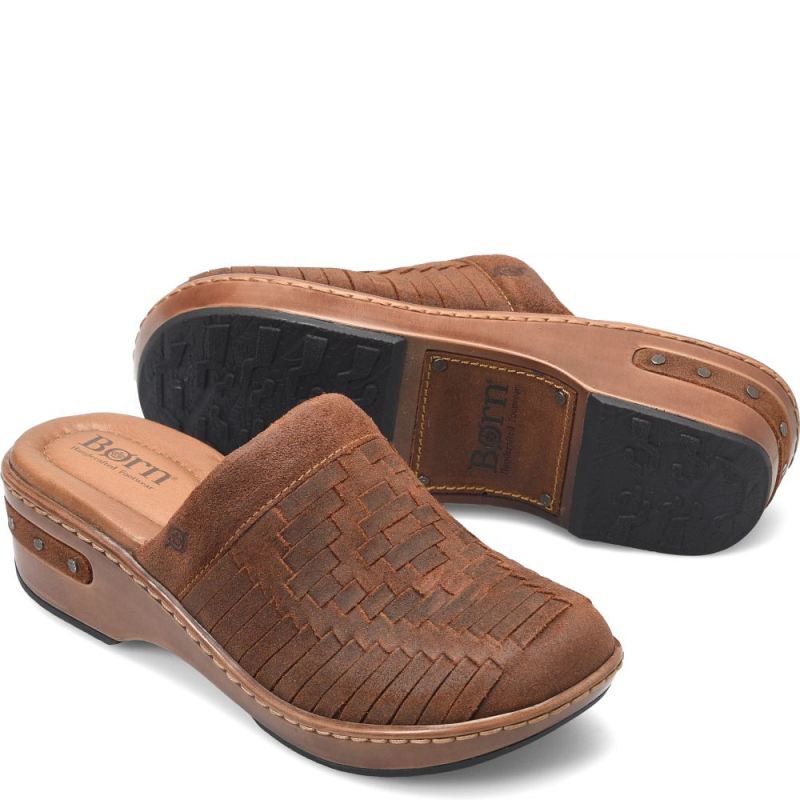 Born Women's Yucatan Distressed Clogs - Glazed Ginger (Brown)