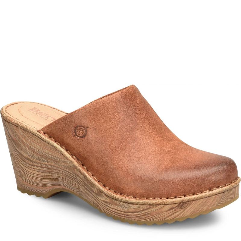 Born Women's Natalie Clogs - Tan Camel Distressed (Brown)