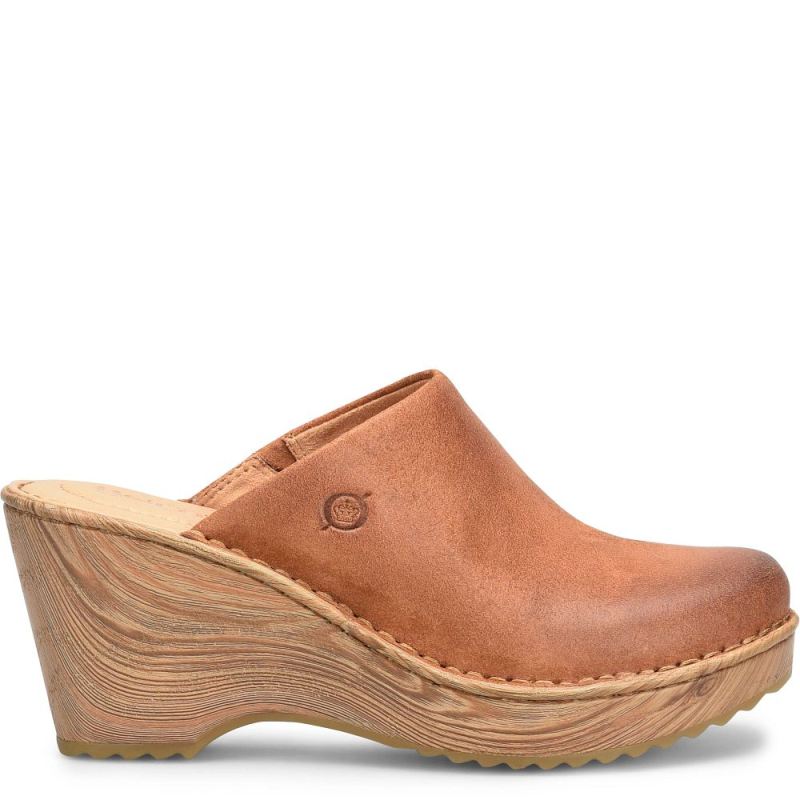 Born Women's Natalie Clogs - Tan Camel Distressed (Brown)