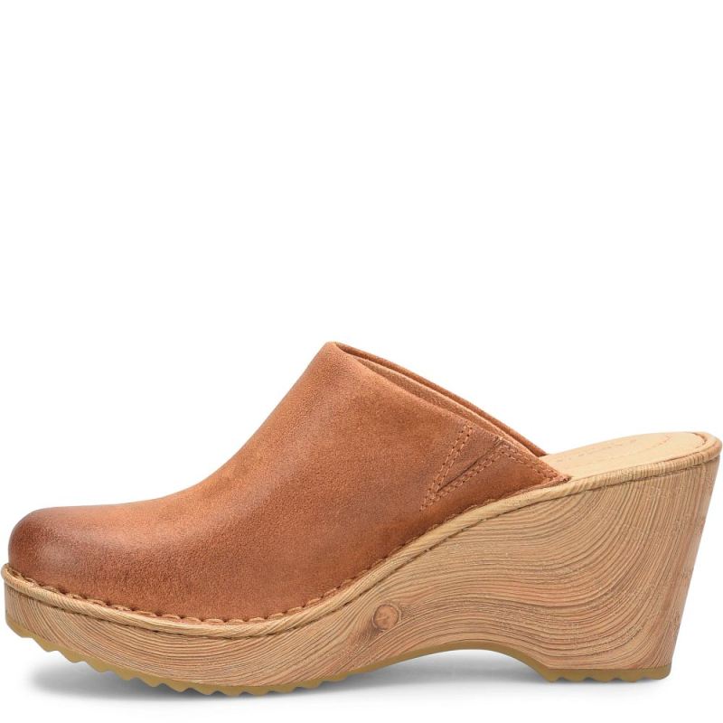 Born Women's Natalie Clogs - Tan Camel Distressed (Brown)