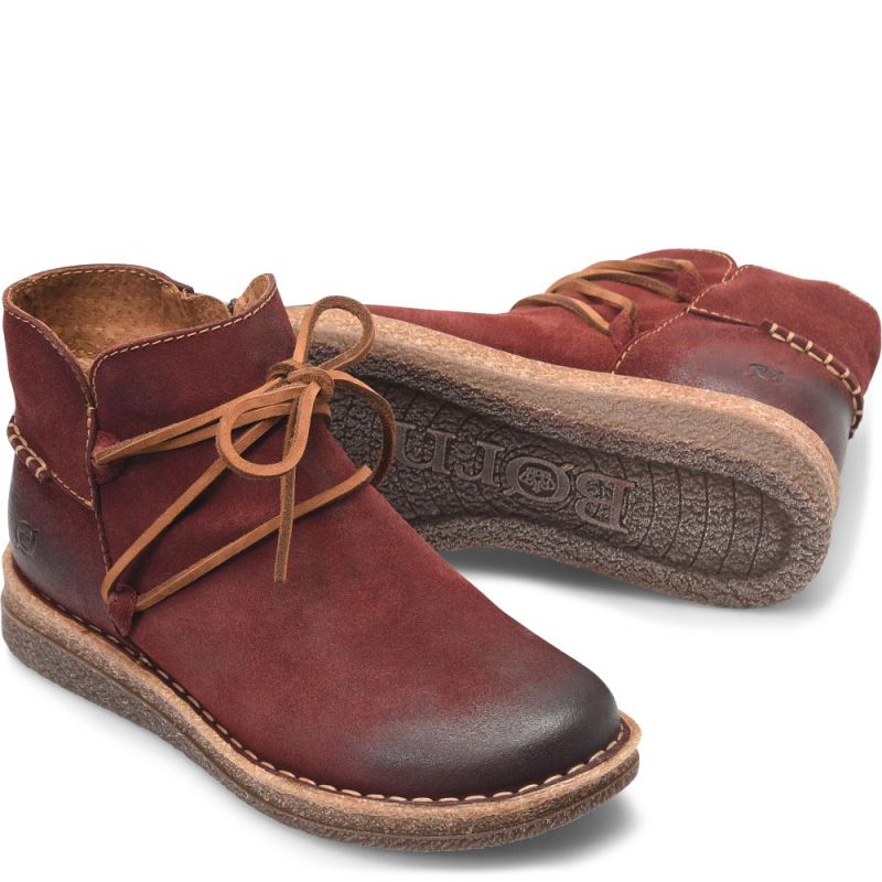 Born Women's Calyn Boots - Dark Brick Distressed (Red)