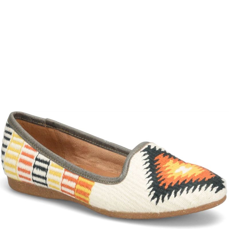 Born Women's Giselle Flats - White Cotton Fabric (Multicolor)