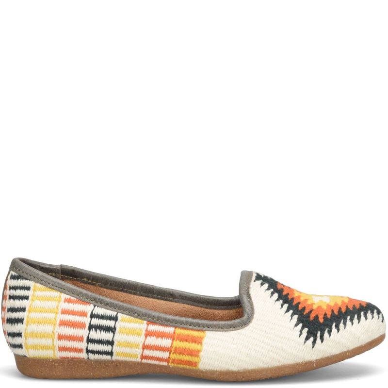 Born Women's Giselle Flats - White Cotton Fabric (Multicolor)