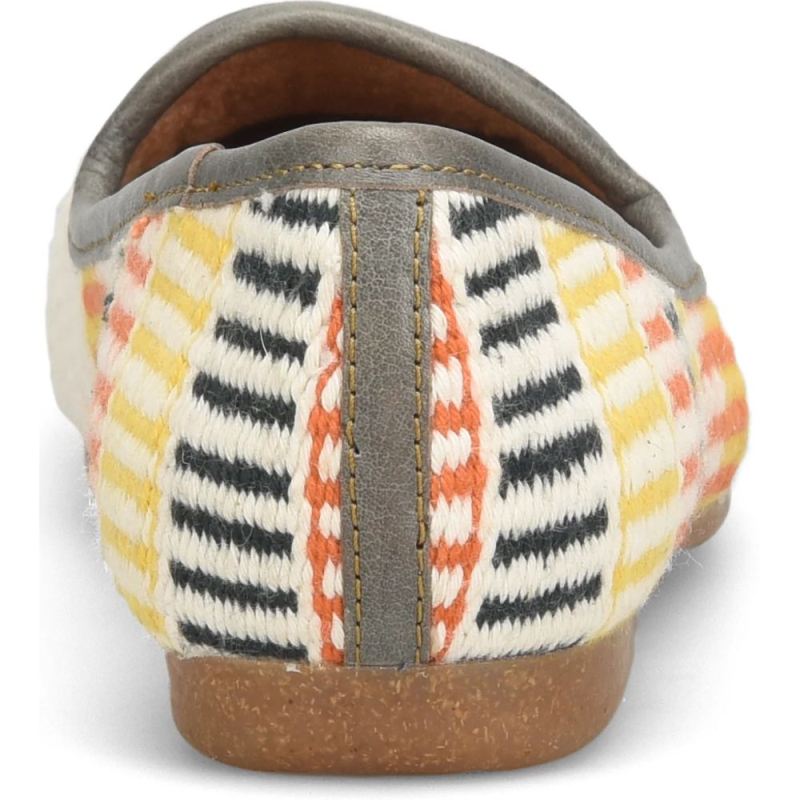 Born Women's Giselle Flats - White Cotton Fabric (Multicolor)