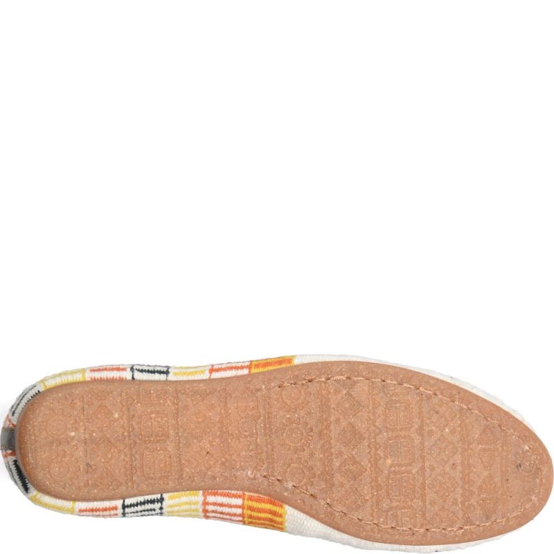 Born Women's Giselle Flats - White Cotton Fabric (Multicolor)