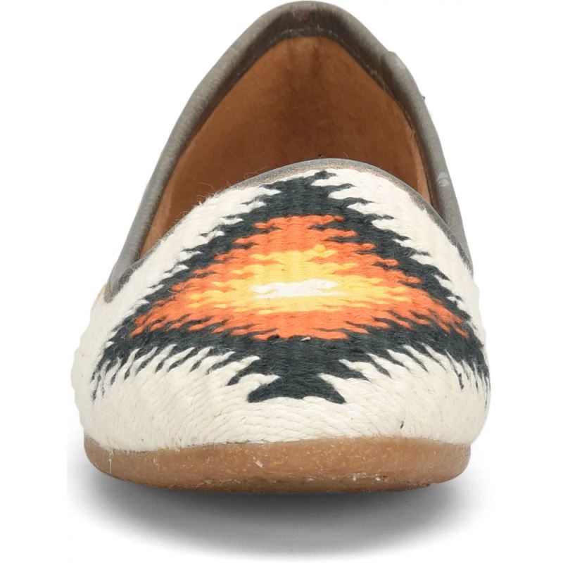 Born Women's Giselle Flats - White Cotton Fabric (Multicolor)