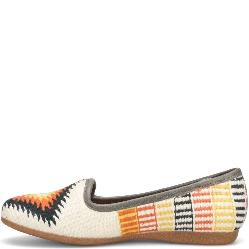Born Women's Giselle Flats - White Cotton Fabric (Multicolor)