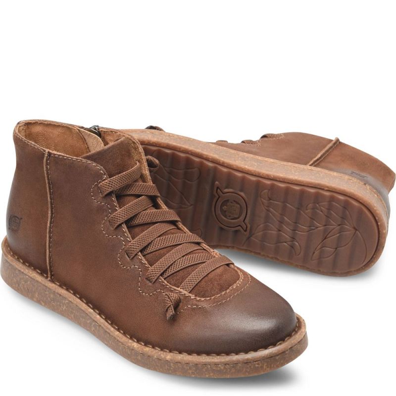 Born Women's Sienna Slip-Ons & Lace-Ups - Rust Tobacco Distresse