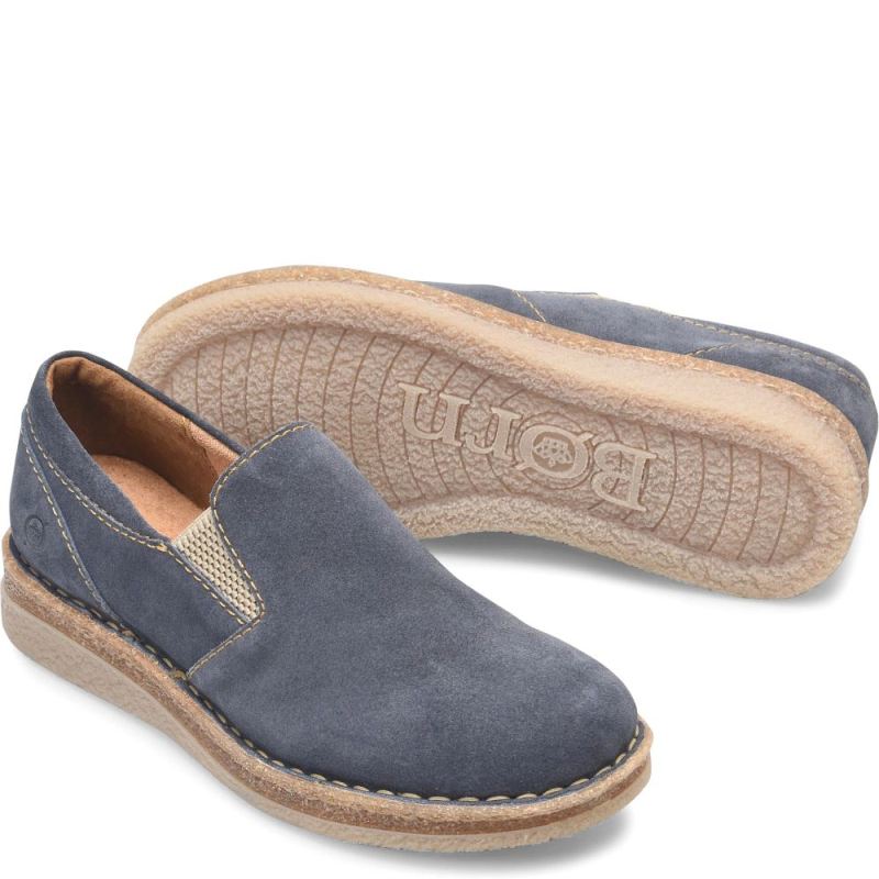 Born Women's Palma Slip-Ons & Lace-Ups - Dark Jeans Suede (Blue)