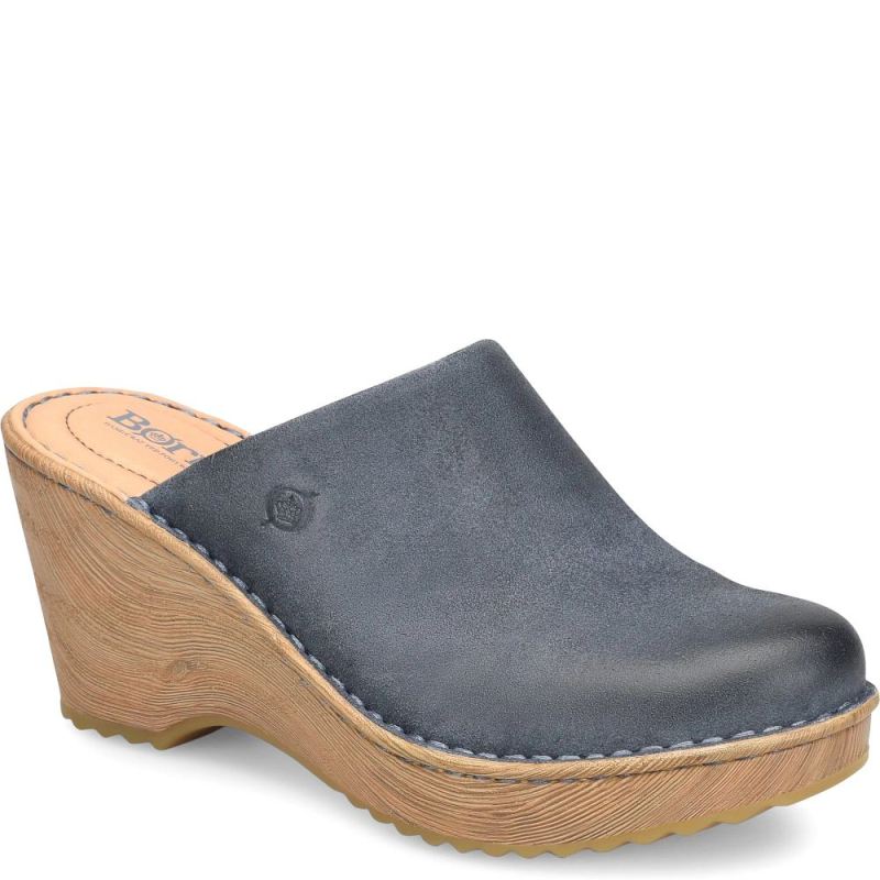 Born Women's Natalie Clogs - Light Jeans Distressed (Blue)