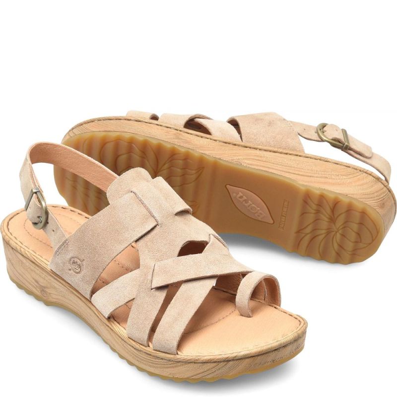 Born Women's Abbie Sandals - Cream Visone Suede (White)