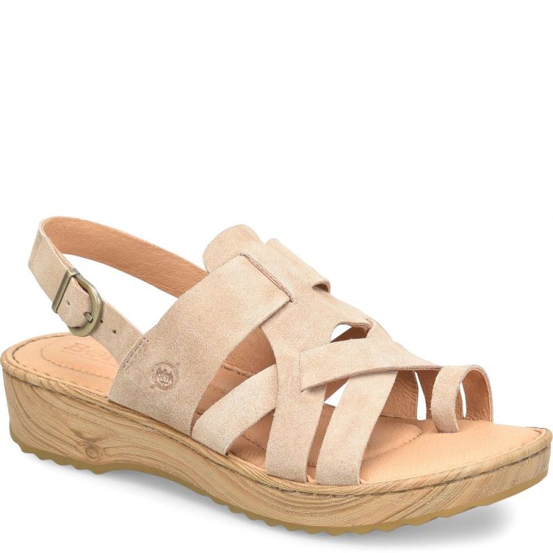 Born Women's Abbie Sandals - Cream Visone Suede (White)