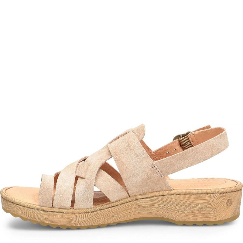 Born Women's Abbie Sandals - Cream Visone Suede (White)