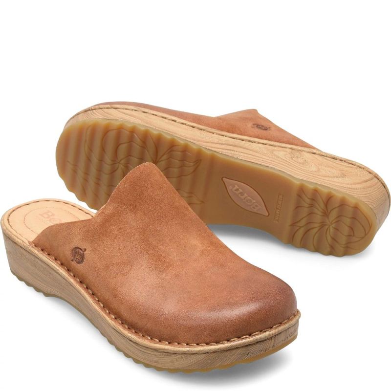 Born Women's Andy Clogs - Camel Distressed (Tan)