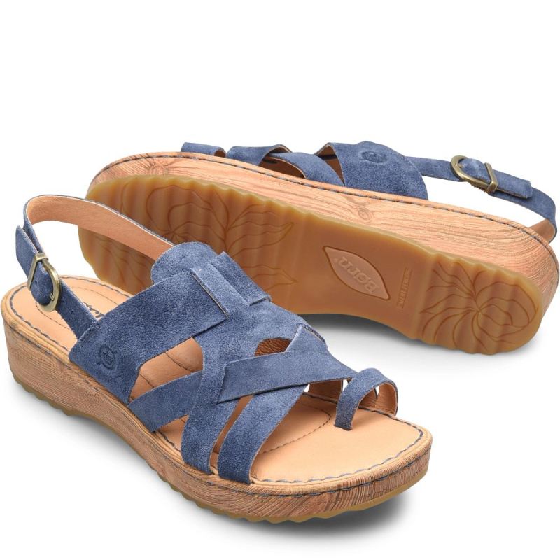 Born Women's Abbie Sandals - Indigo Suede (Blue)