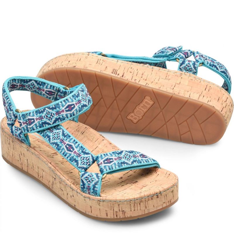 Born Women's Sirena Sandals - Turquoise Fabric (Multicolor)