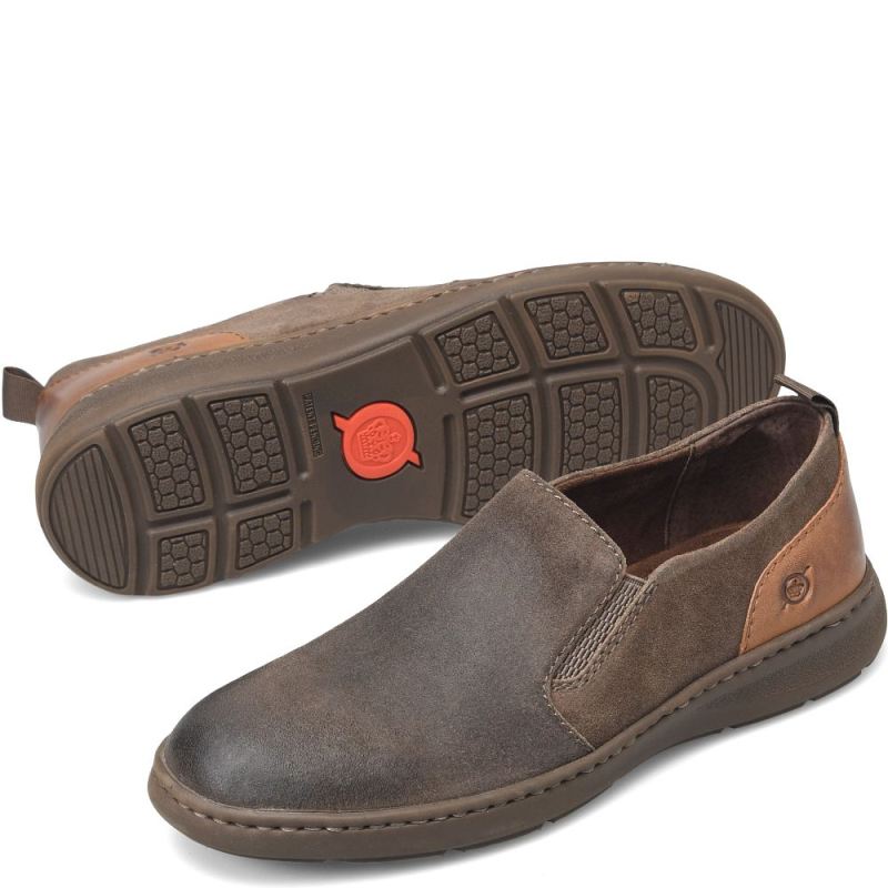 Born Men's Morgan Slip-Ons & Lace-Ups - Dark Mud Distressed (Gre