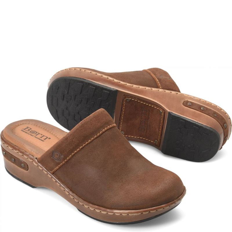 Born Women's Bandy Clogs - Glazed Ginger Distressed (Brown)
