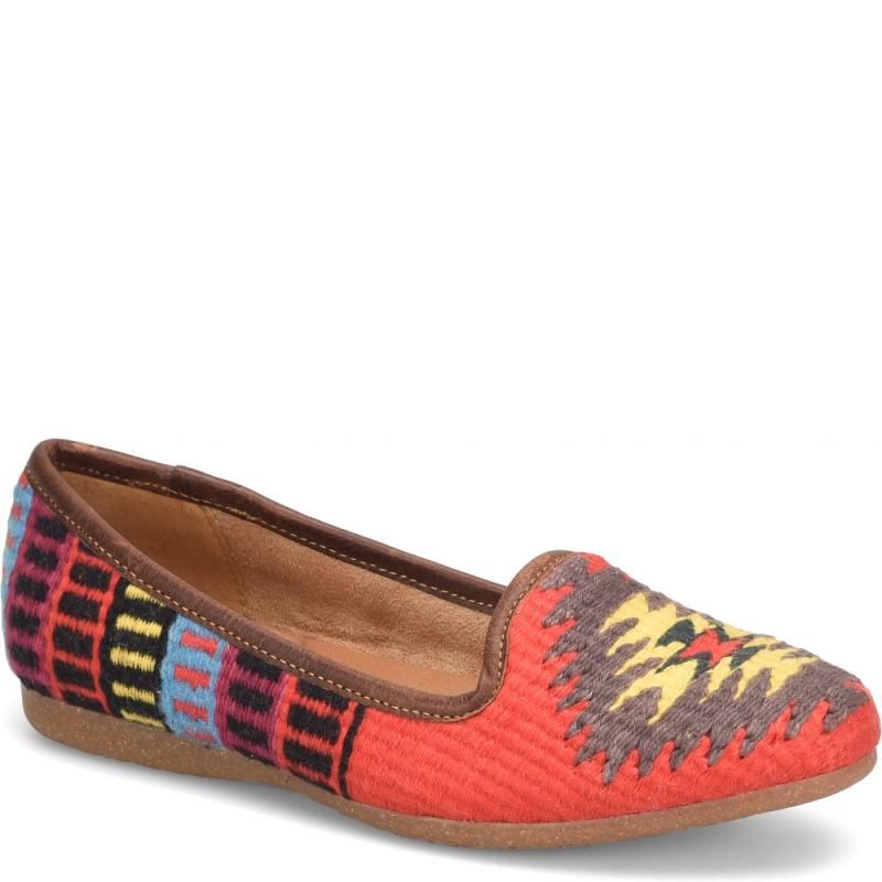 Born Women's Giselle Flats - Red Cotton Fabric (Multicolor)