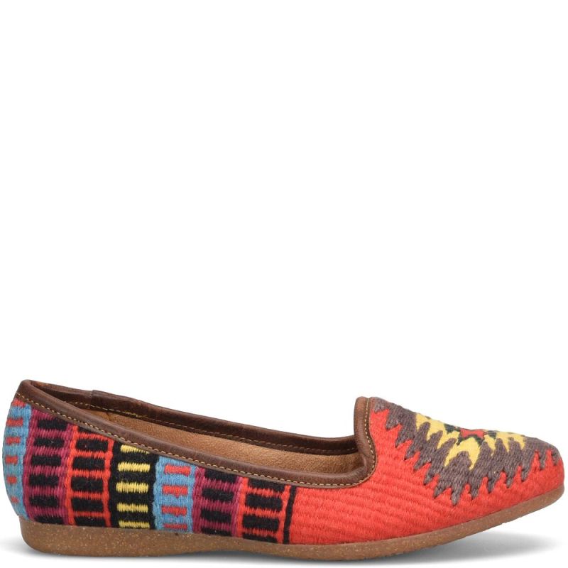 Born Women's Giselle Flats - Red Cotton Fabric (Multicolor)