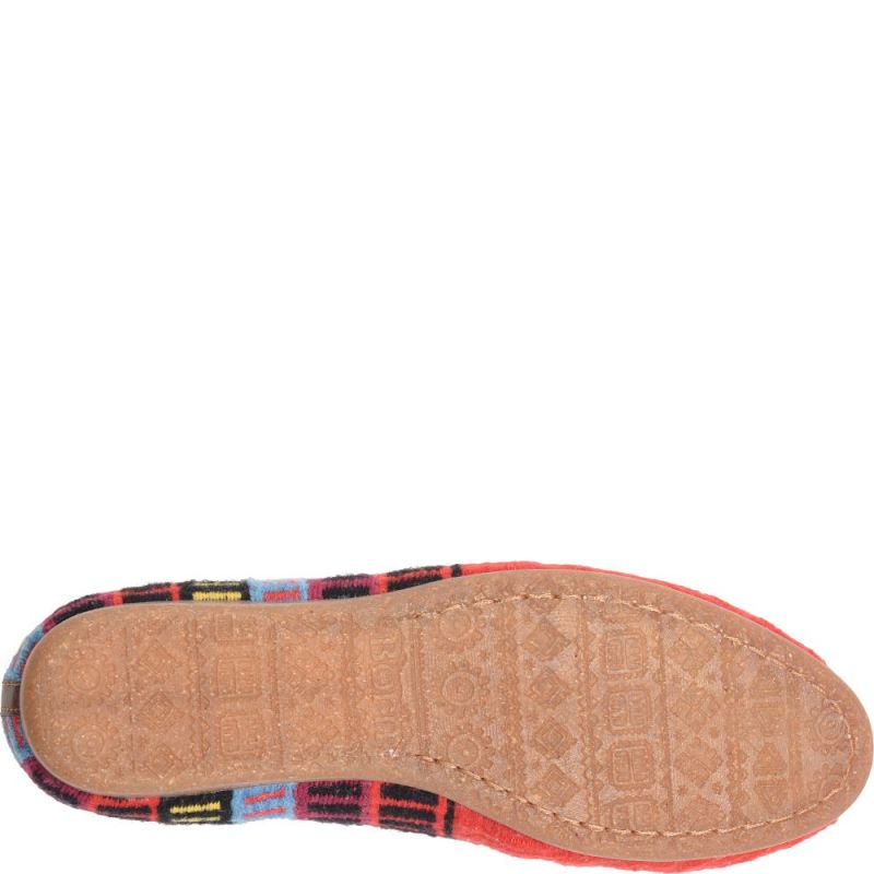 Born Women's Giselle Flats - Red Cotton Fabric (Multicolor)