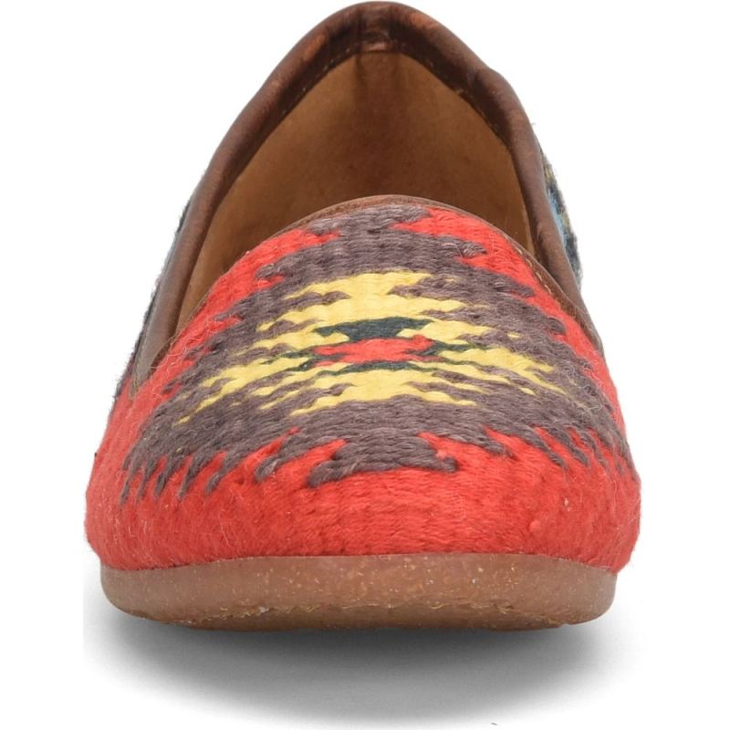 Born Women's Giselle Flats - Red Cotton Fabric (Multicolor)